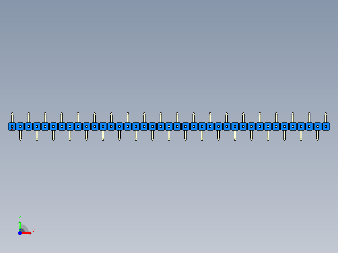 彩色公排针 100mil 2.54mm 系列-DS1022_blue_39p_100mil_Type_SMT_R1_rev1.0前视图