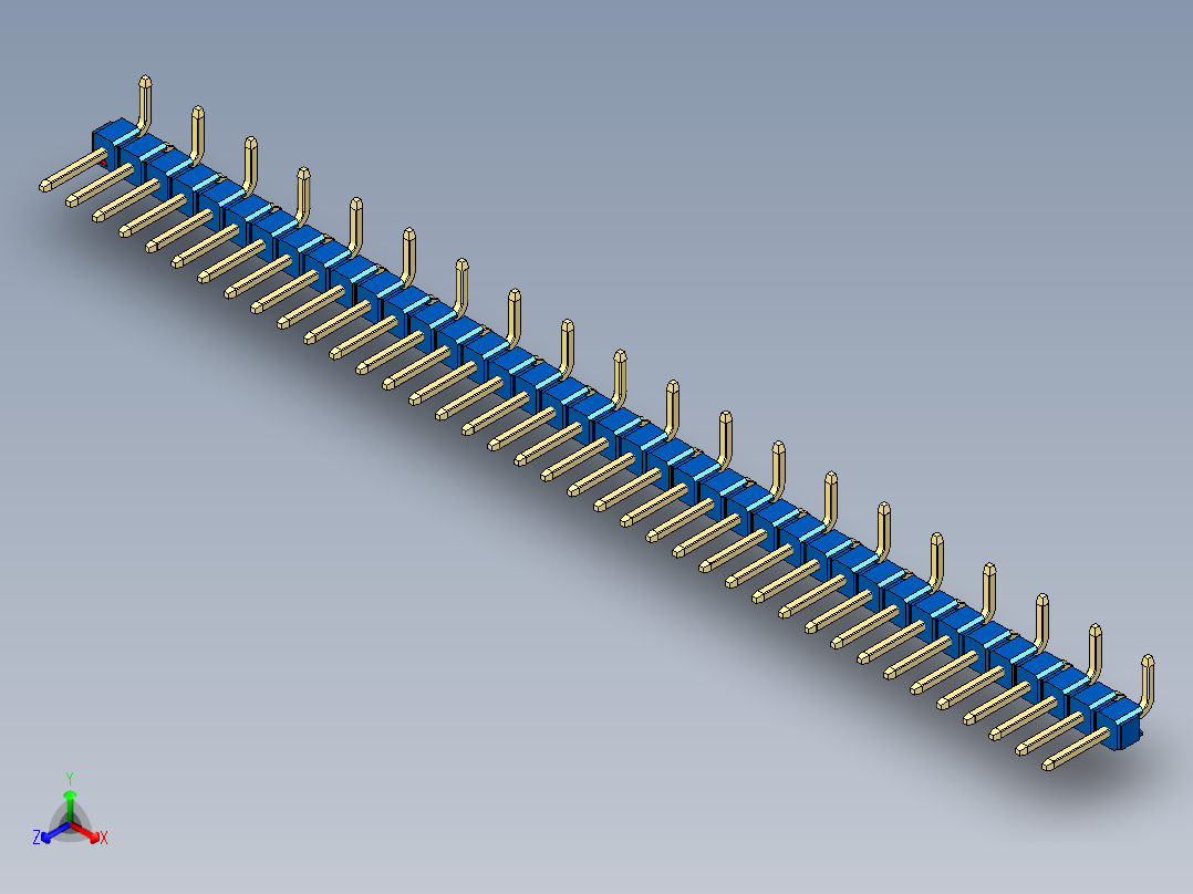 彩色公排针 100mil 2.54mm 系列-DS1022_blue_39p_100mil_Type_SMT_R1_rev1.0正等轴测图