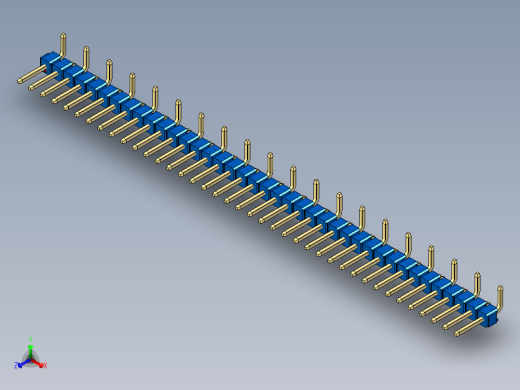 彩色公排针 100mil 2.54mm 系列-DS1022_blue_39p_100mil_Type_SMT_R1_rev1.0正等轴测缩略图