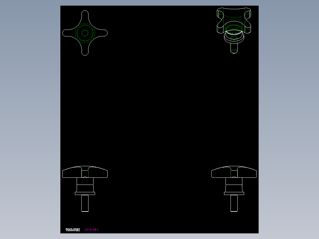 星型把手(A)2470-2D多系列多零件图纸模型