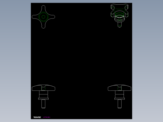 星型把手(A)2470-2D多系列多零件图纸模型