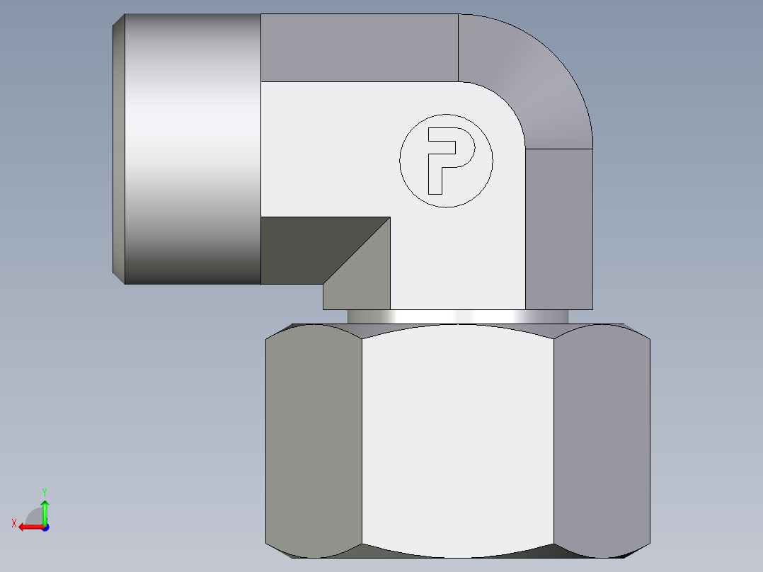 卡套式工业通用硬管接头EO_Swivel_nut_elbow_EW15LOMD71后视图