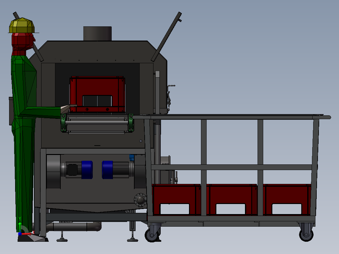 自动化工业洗箱机流水线3D模型前视图