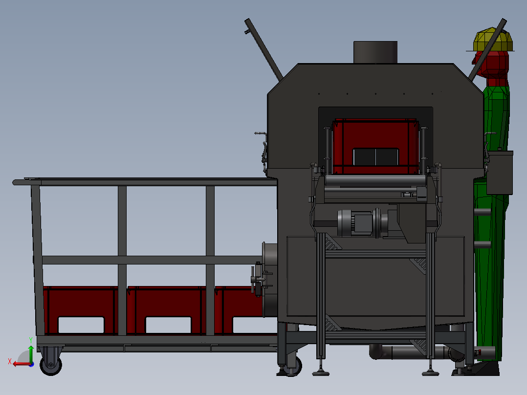 自动化工业洗箱机流水线3D模型后视图