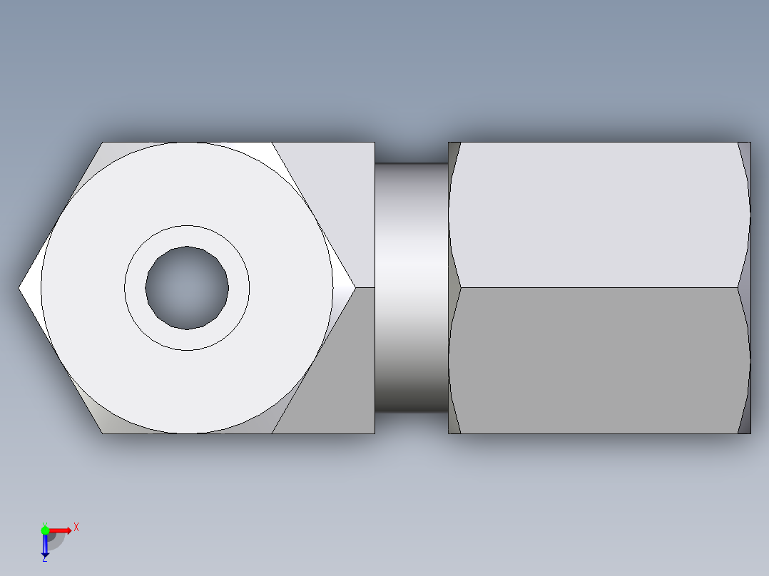 卡套式工业通用硬管接头EO_Assembled_adjustable_standpipe_run_tee_EVL06LM71俯视图