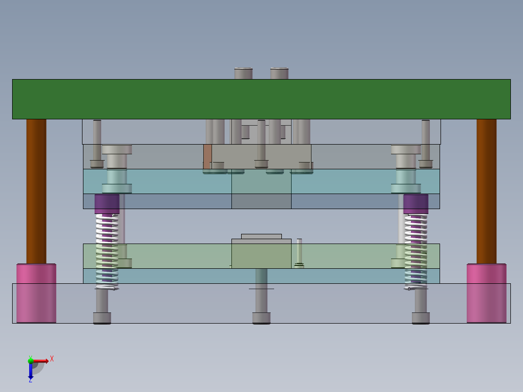 Q260-支撑板冷冲压模具的设计（级进模）【三维SolidWorks】俯视图