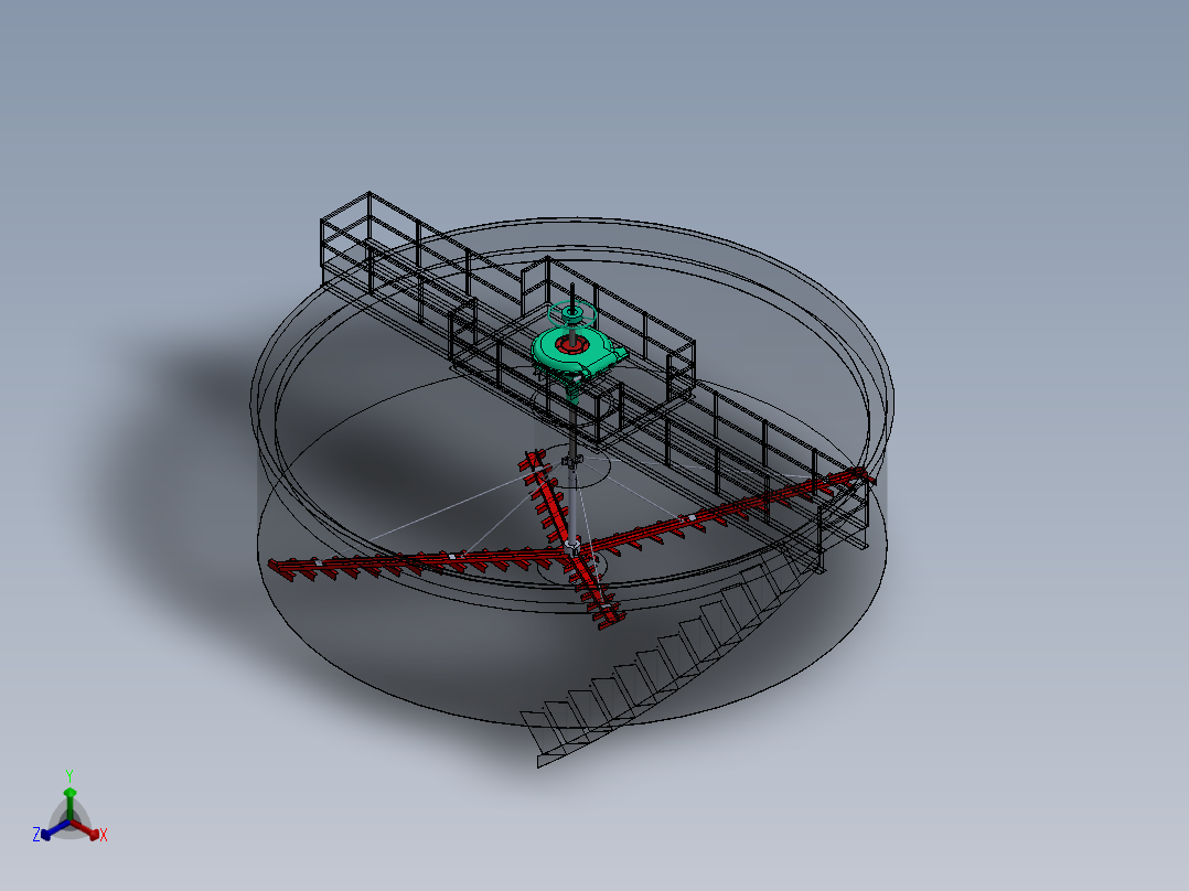 中心传动刮泥机（增稠剂）正等轴测图