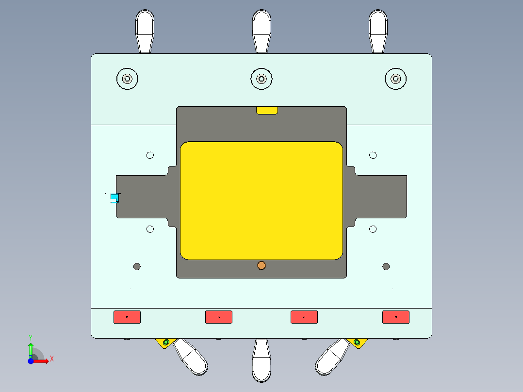 中框带角度孔位置度检具模型前视图
