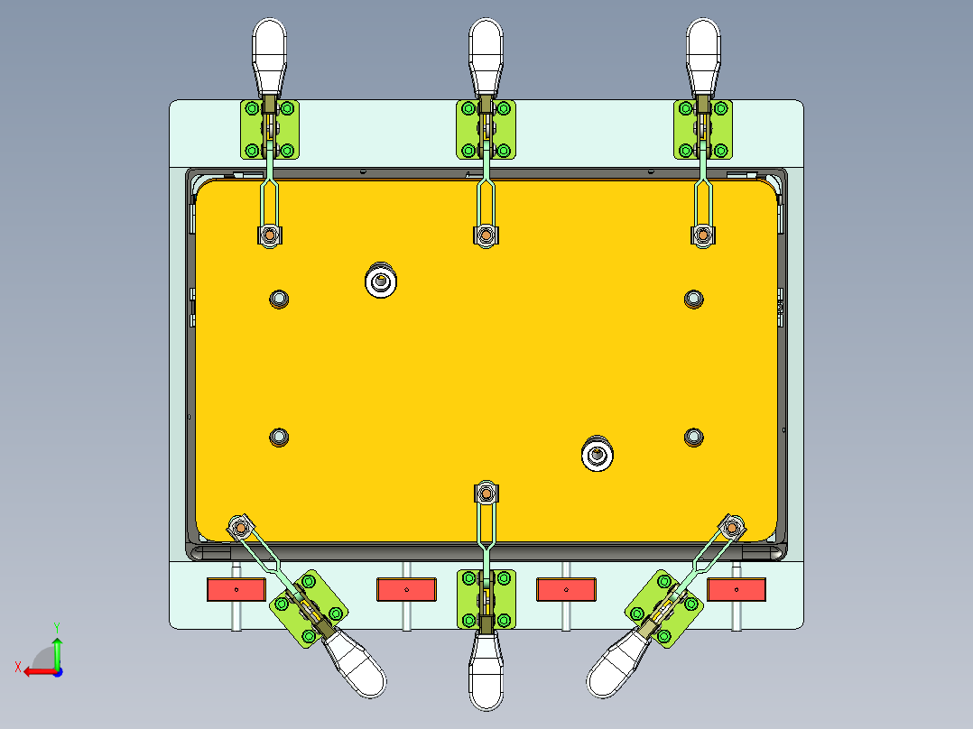 中框带角度孔位置度检具模型后视图