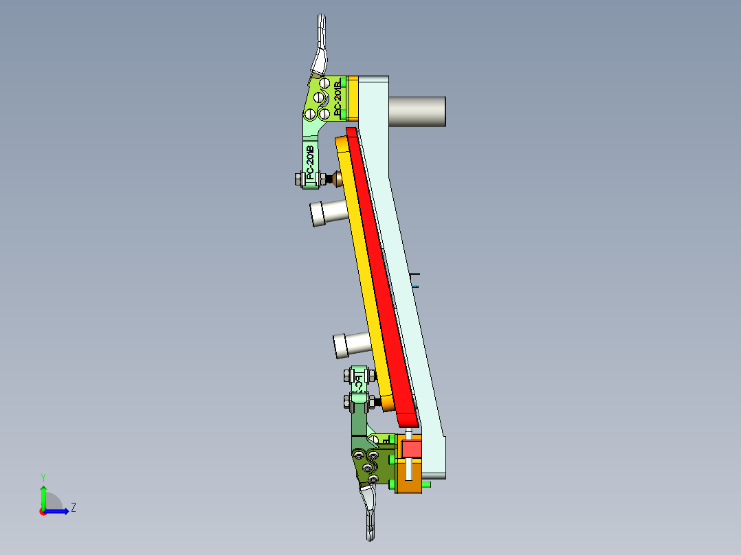 中框带角度孔位置度检具模型左视图