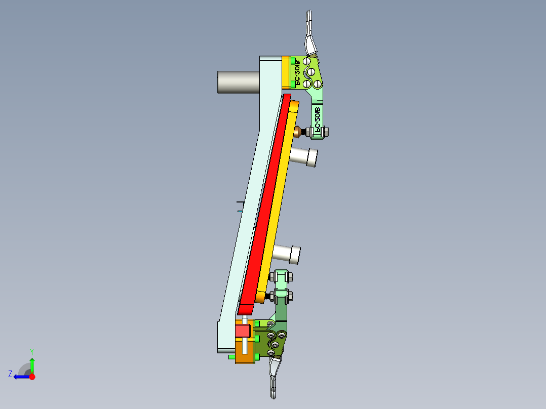 中框带角度孔位置度检具模型右视图