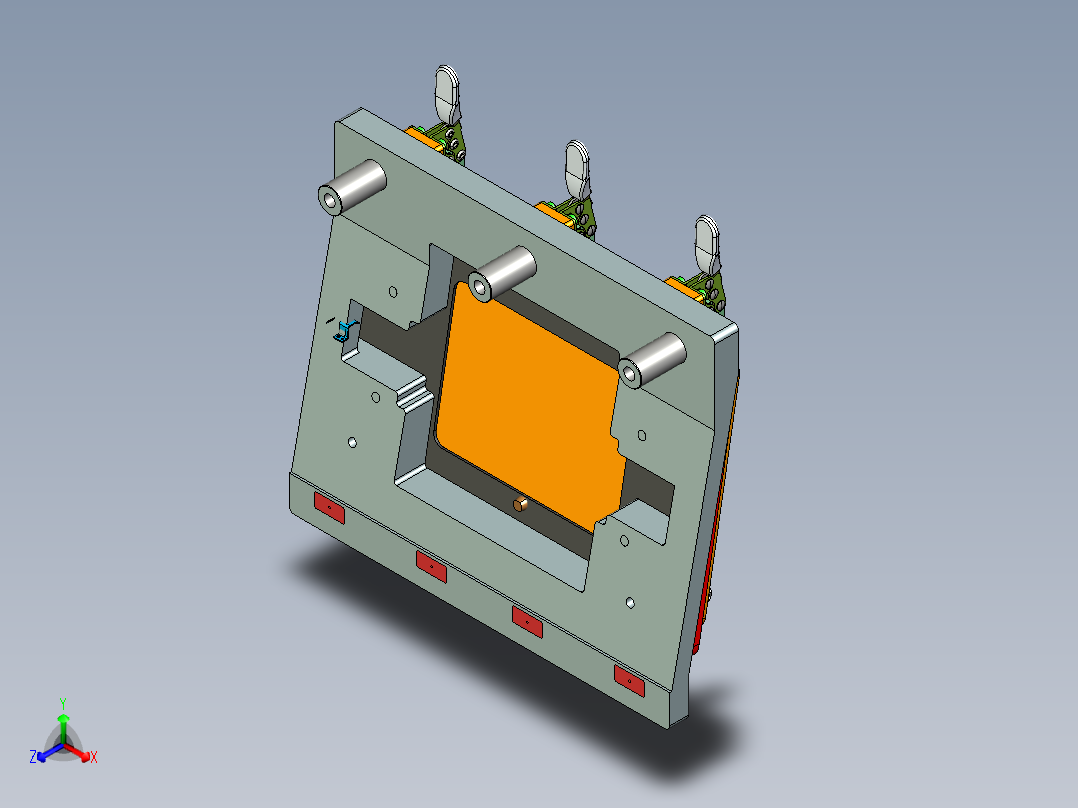 中框带角度孔位置度检具模型正等轴测图