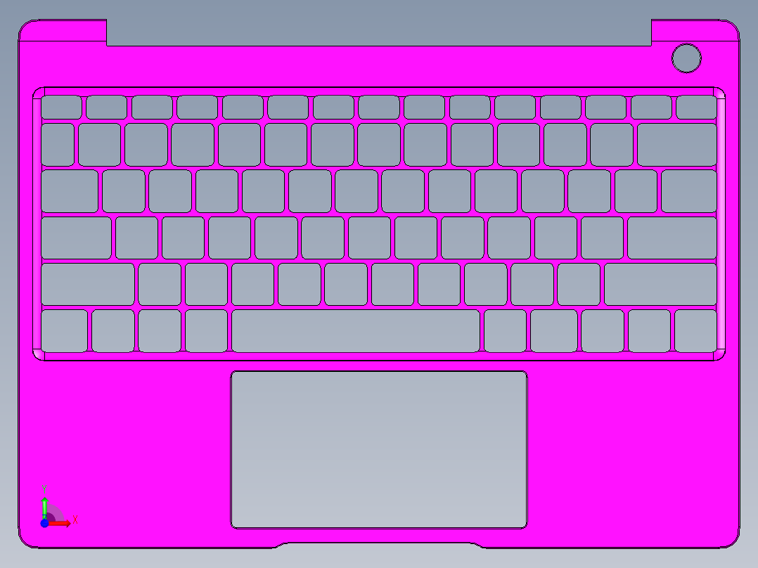 小尺寸键盘框电源孔+TP框倒角程序模型前视图