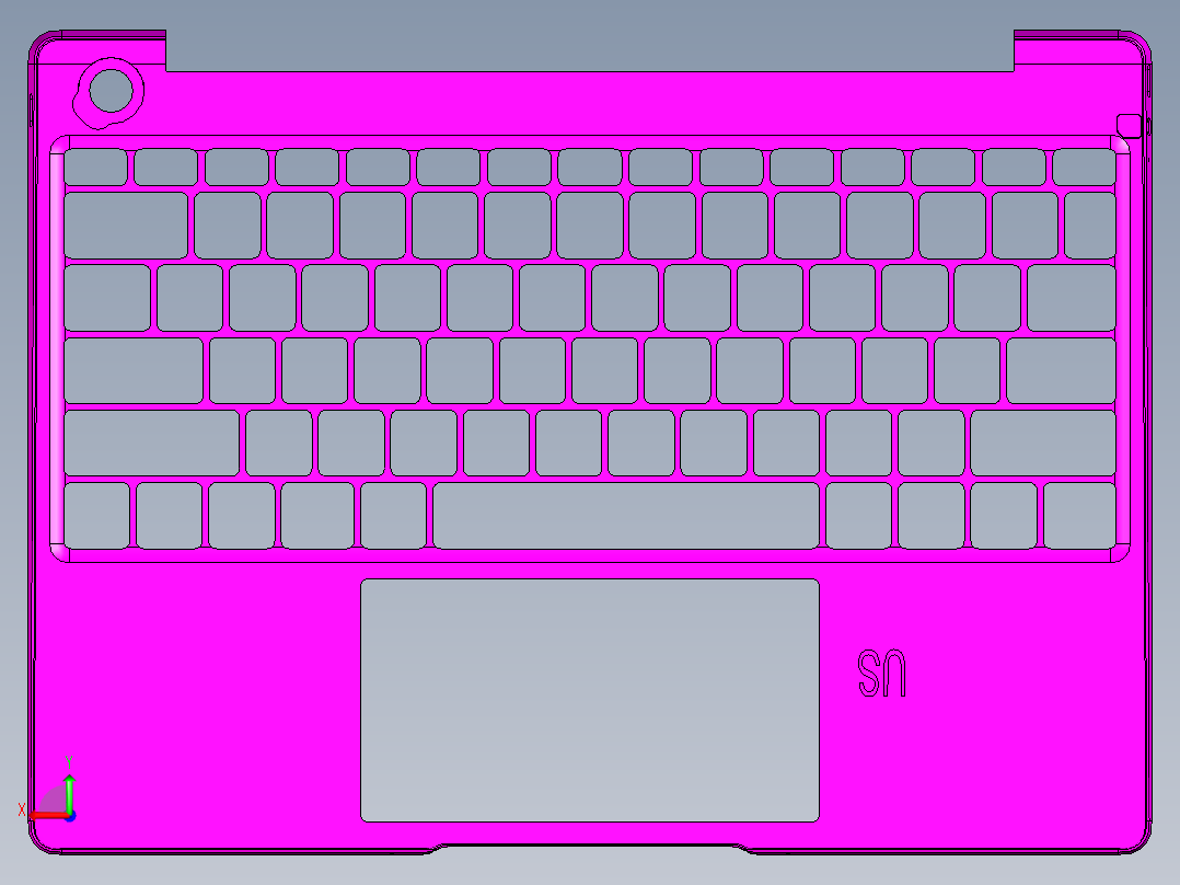 小尺寸键盘框电源孔+TP框倒角程序模型后视图
