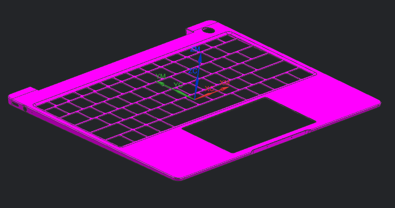小尺寸键盘框电源孔+TP框倒角程序模型