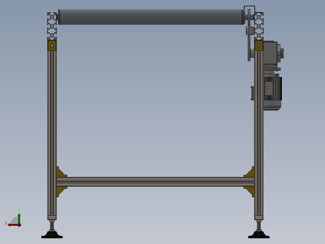 1米铝型材框架单排链滚筒输送线后视图
