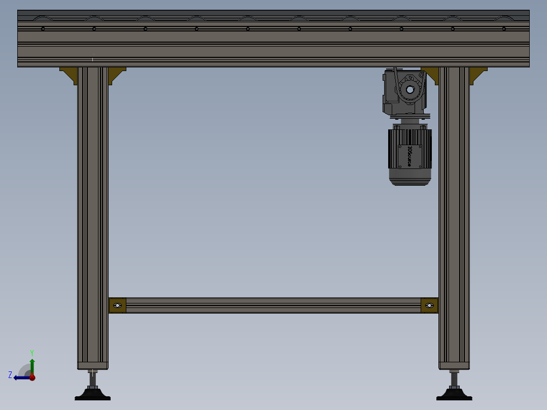 1米铝型材框架单排链滚筒输送线右视图
