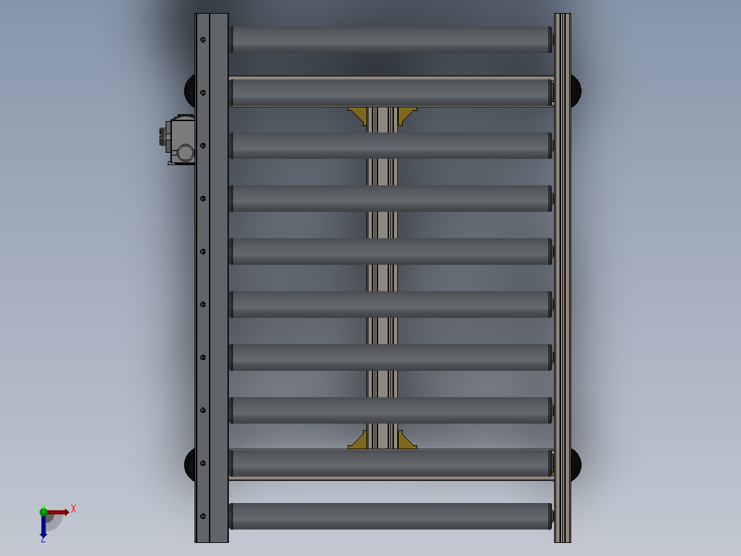 1米铝型材框架单排链滚筒输送线俯视图