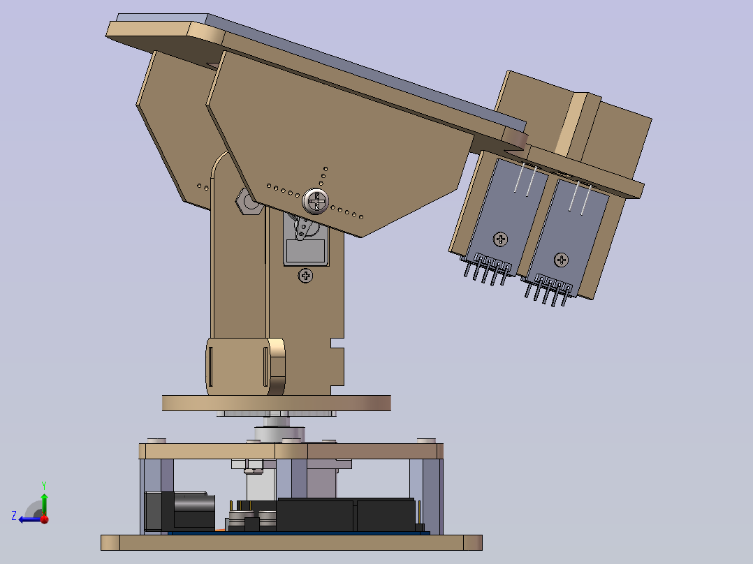 智能追踪太阳能系统solidworks建模右视图