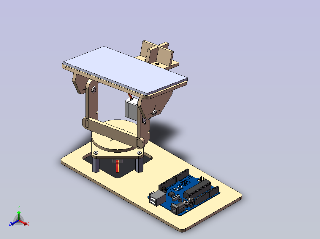 智能追踪太阳能系统solidworks建模正等轴测图