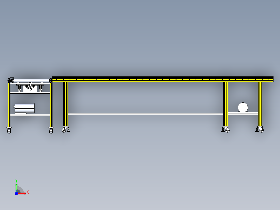滚筒线体（带阻挡移载机构）3D模型前视图