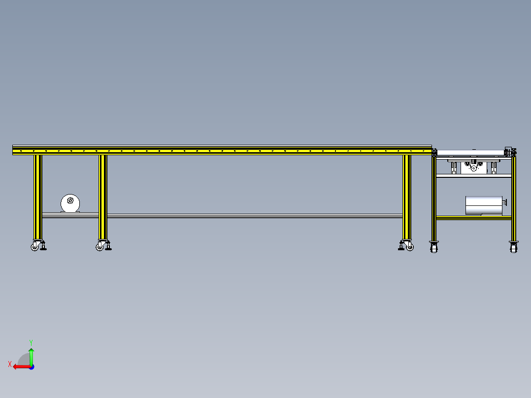 滚筒线体（带阻挡移载机构）3D模型后视图