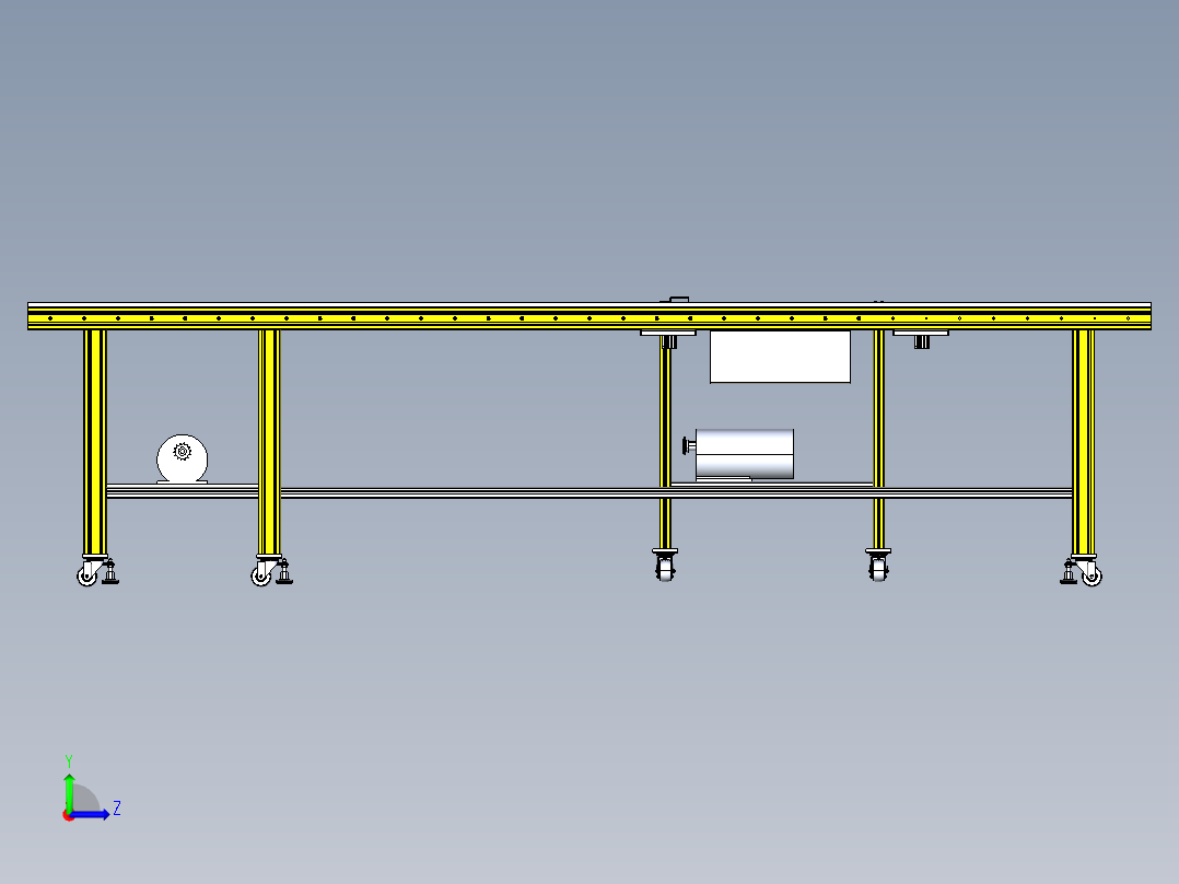 滚筒线体（带阻挡移载机构）3D模型左视图