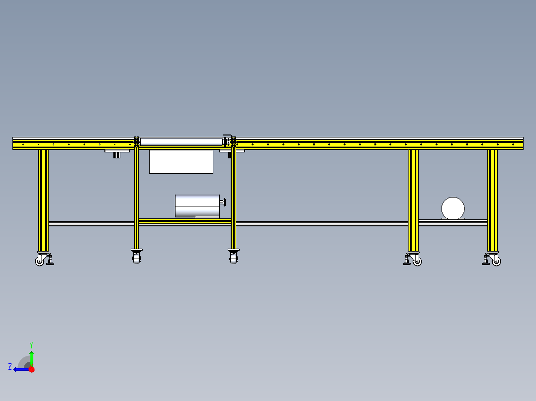 滚筒线体（带阻挡移载机构）3D模型右视图
