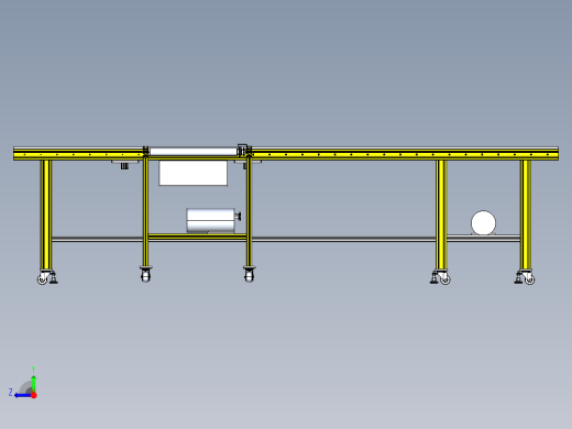 滚筒线体（带阻挡移载机构）3D模型右视缩略图