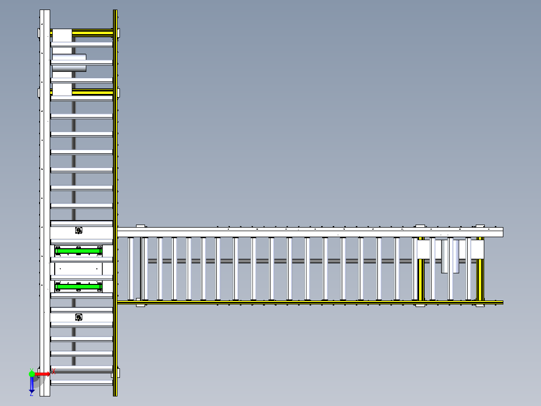滚筒线体（带阻挡移载机构）3D模型俯视图