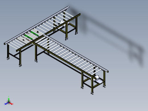 滚筒线体（带阻挡移载机构）3D模型正等轴测缩略图