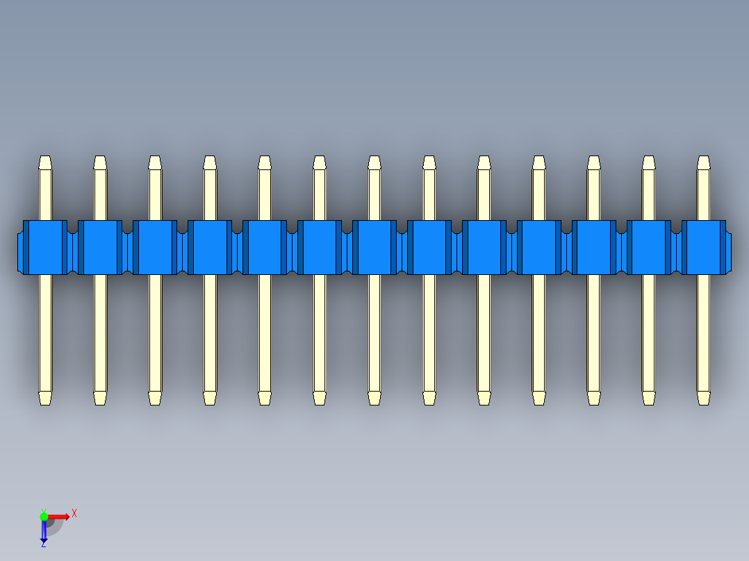 彩色公头100mil（2.54mm）系列-DS1021_blue_2x13p_100mil_Type1_rev1.0俯视图