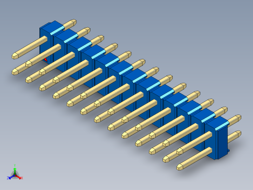 彩色公头100mil（2.54mm）系列-DS1021_blue_2x13p_100mil_Type1_rev1.0正等轴测缩略图