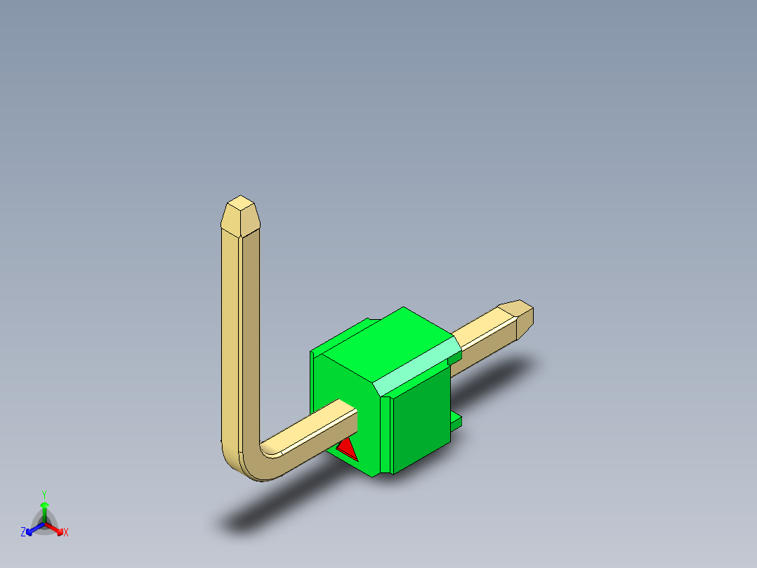 彩色公排针 100mil 2.54mm 系列-DS1022_green_01p_100mil_TypeU_rev1.0主视图