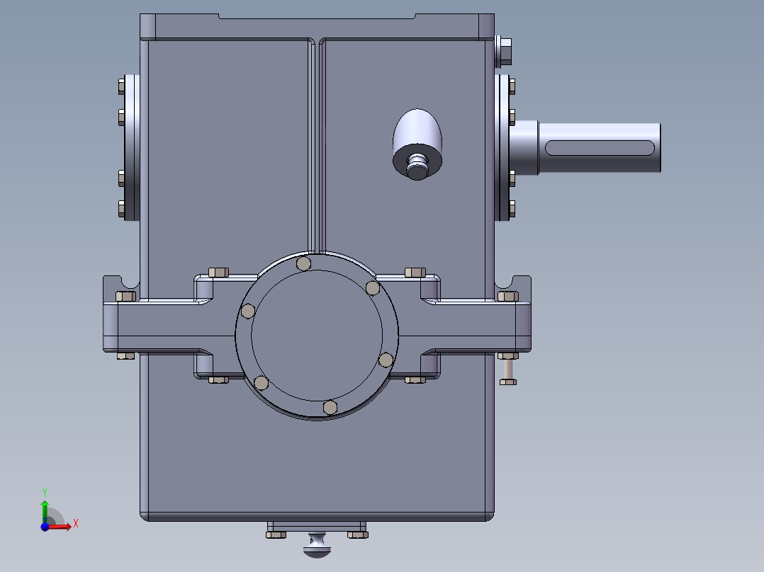 一级蜗轮蜗杆减速器前视图
