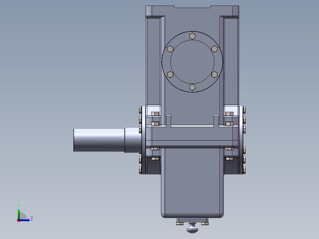 一级蜗轮蜗杆减速器左视图