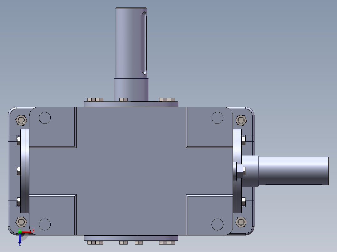 一级蜗轮蜗杆减速器俯视图