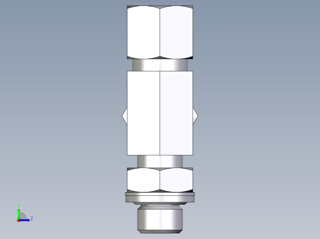 卡套式工业通用硬管接头EO_Adjustable_locknut_run_tee_LEE10ZLRCF左视图