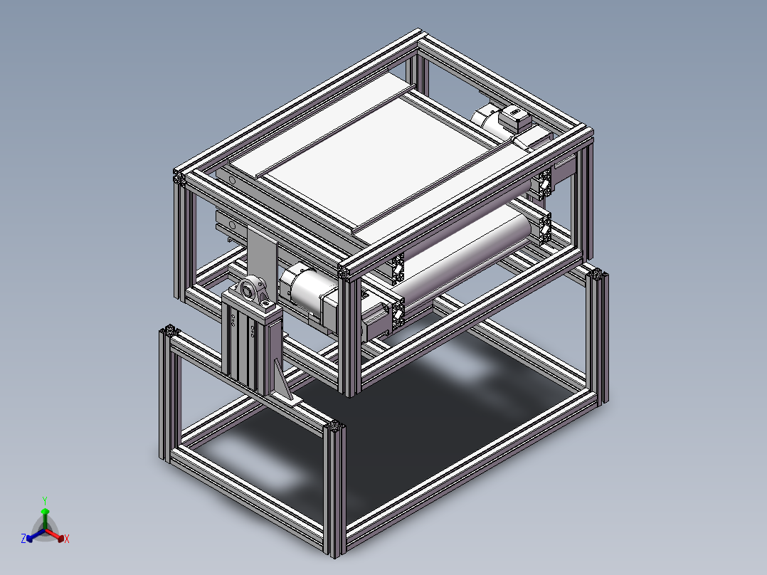 自制翻转夹紧皮带机正等轴测图