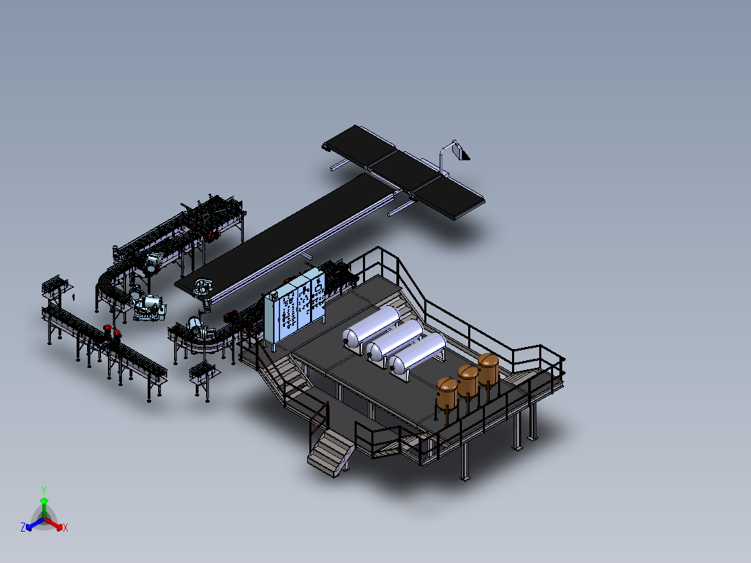 自动化灌装与码垛生产线  stp正等轴测图