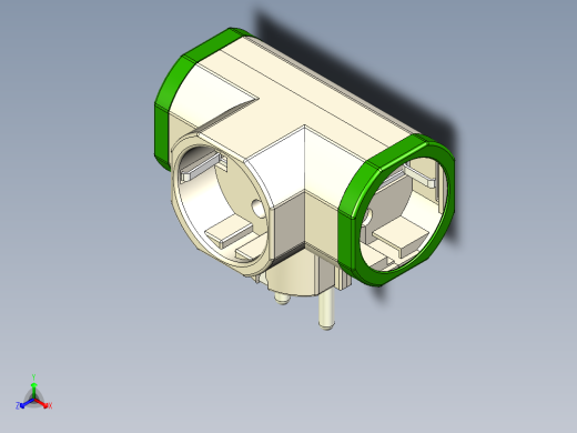 三通插头适配器正等轴测缩略图