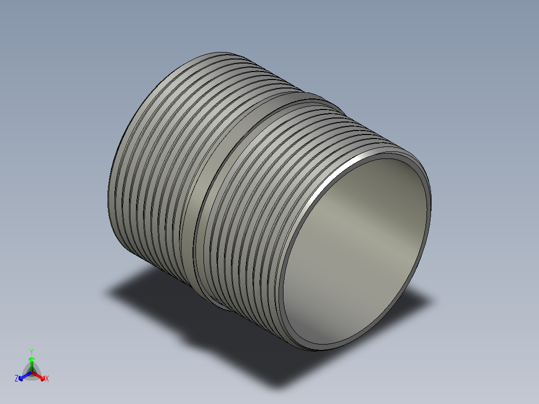 螺纹管对丝-圆边等径 DN40正等轴测图