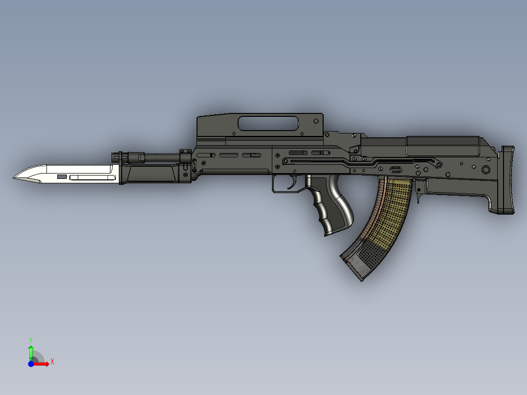 手枪左轮冲锋枪老式狙击步枪设计3D图纸akm-iridium-bullpup STP前视图