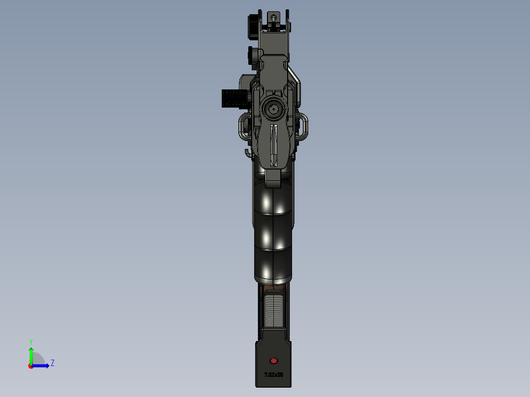 手枪左轮冲锋枪老式狙击步枪设计3D图纸akm-iridium-bullpup STP左视图