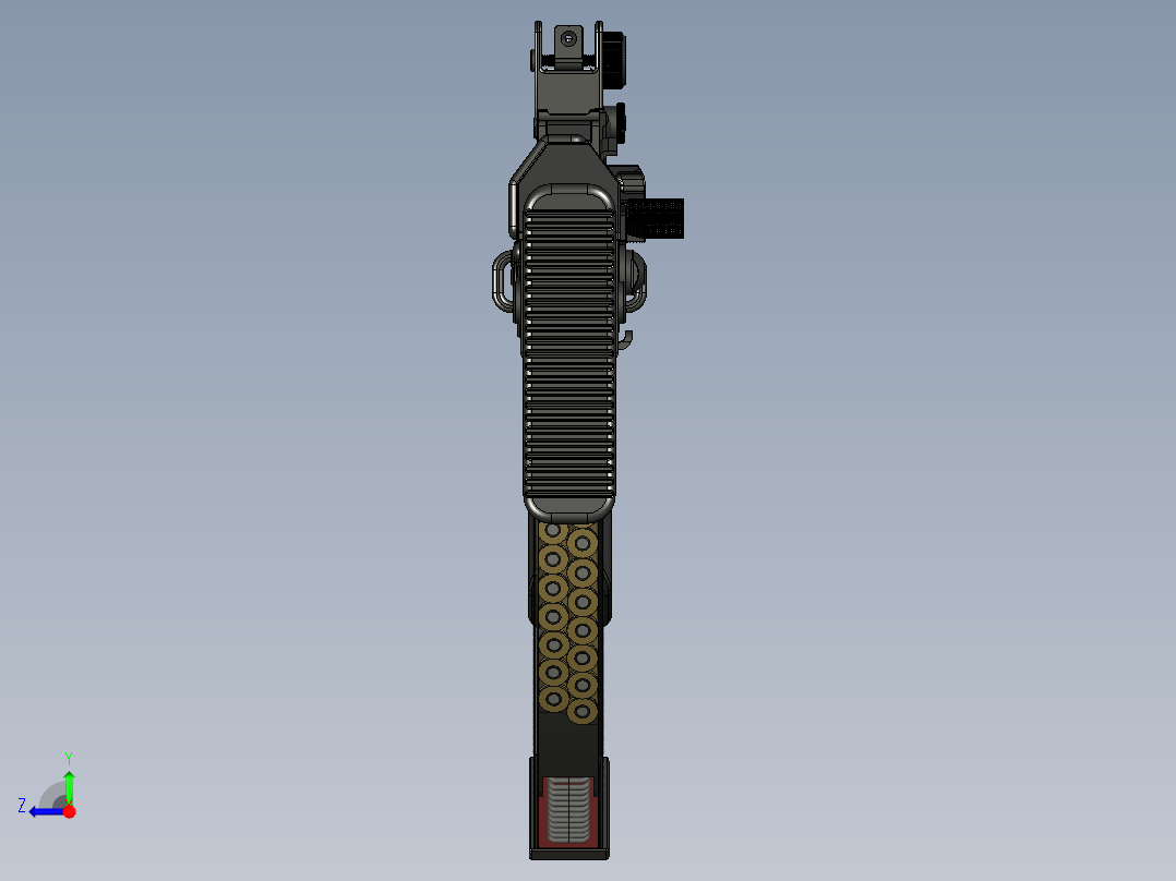 手枪左轮冲锋枪老式狙击步枪设计3D图纸akm-iridium-bullpup STP右视图