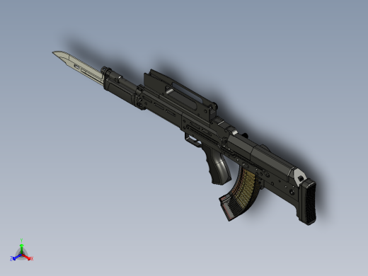 手枪左轮冲锋枪老式狙击步枪设计3D图纸akm-iridium-bullpup STP正等轴测缩略图