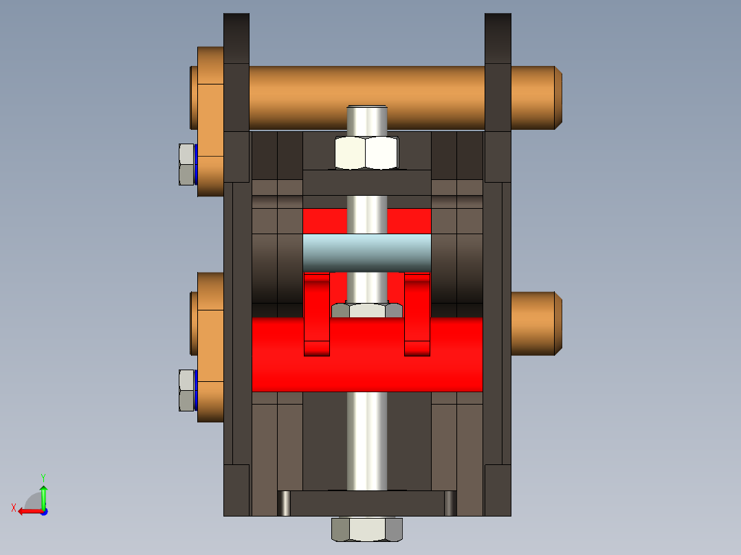 适用于小型挖掘机快速连接器的机械快换挂接装置后视图
