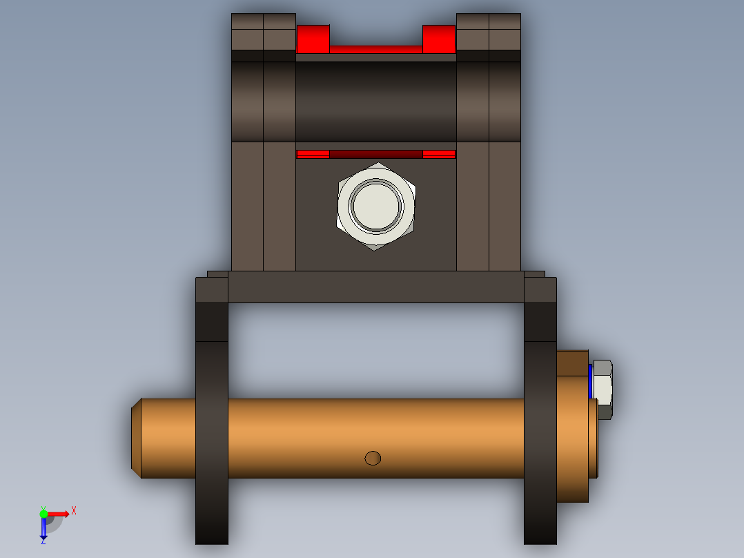 适用于小型挖掘机快速连接器的机械快换挂接装置俯视图