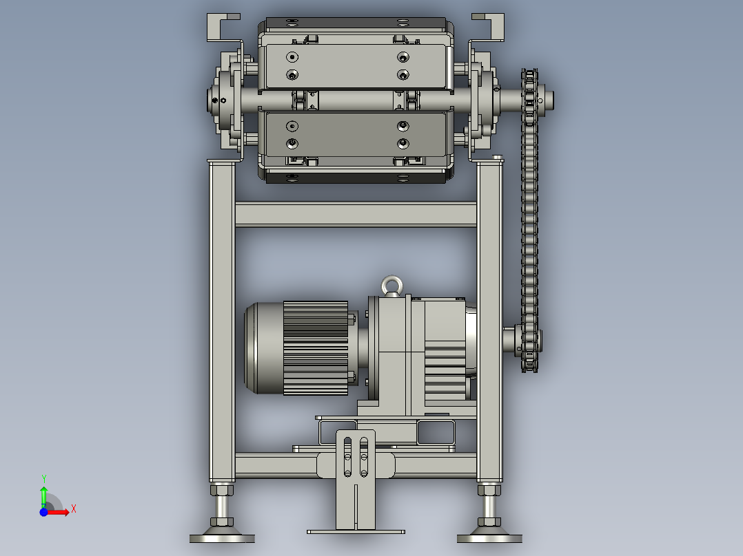 输送网架钢管喷漆用板链机前视图