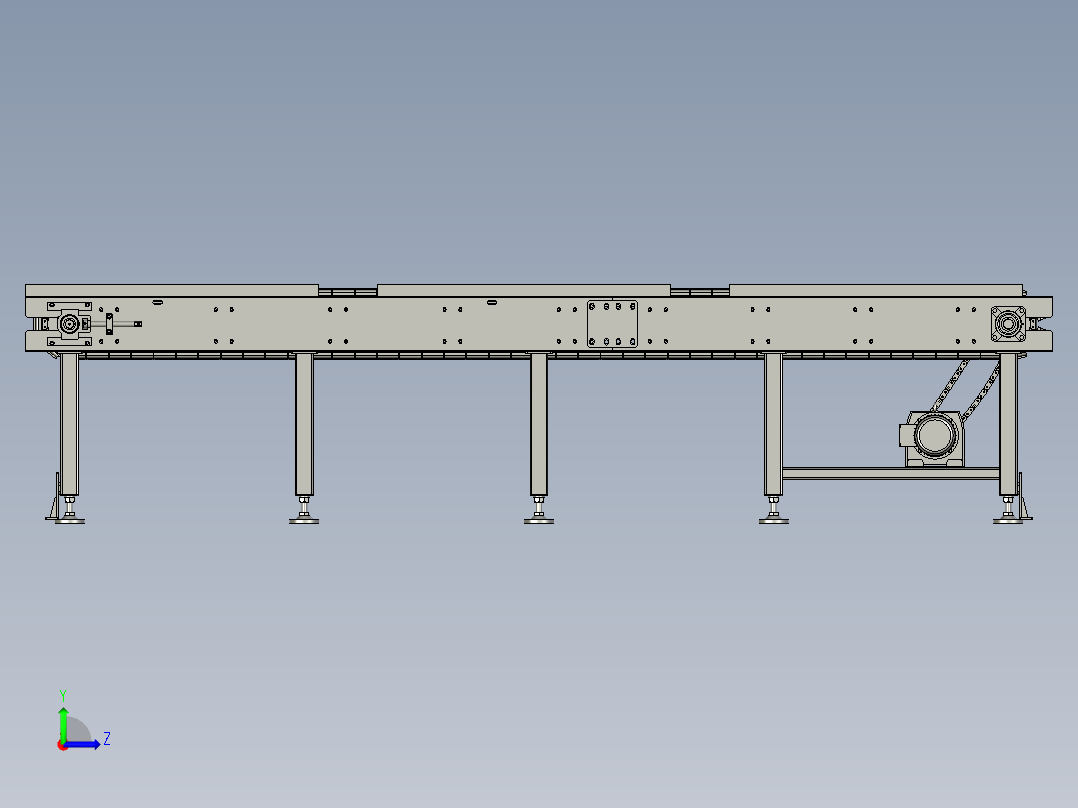 输送网架钢管喷漆用板链机左视图